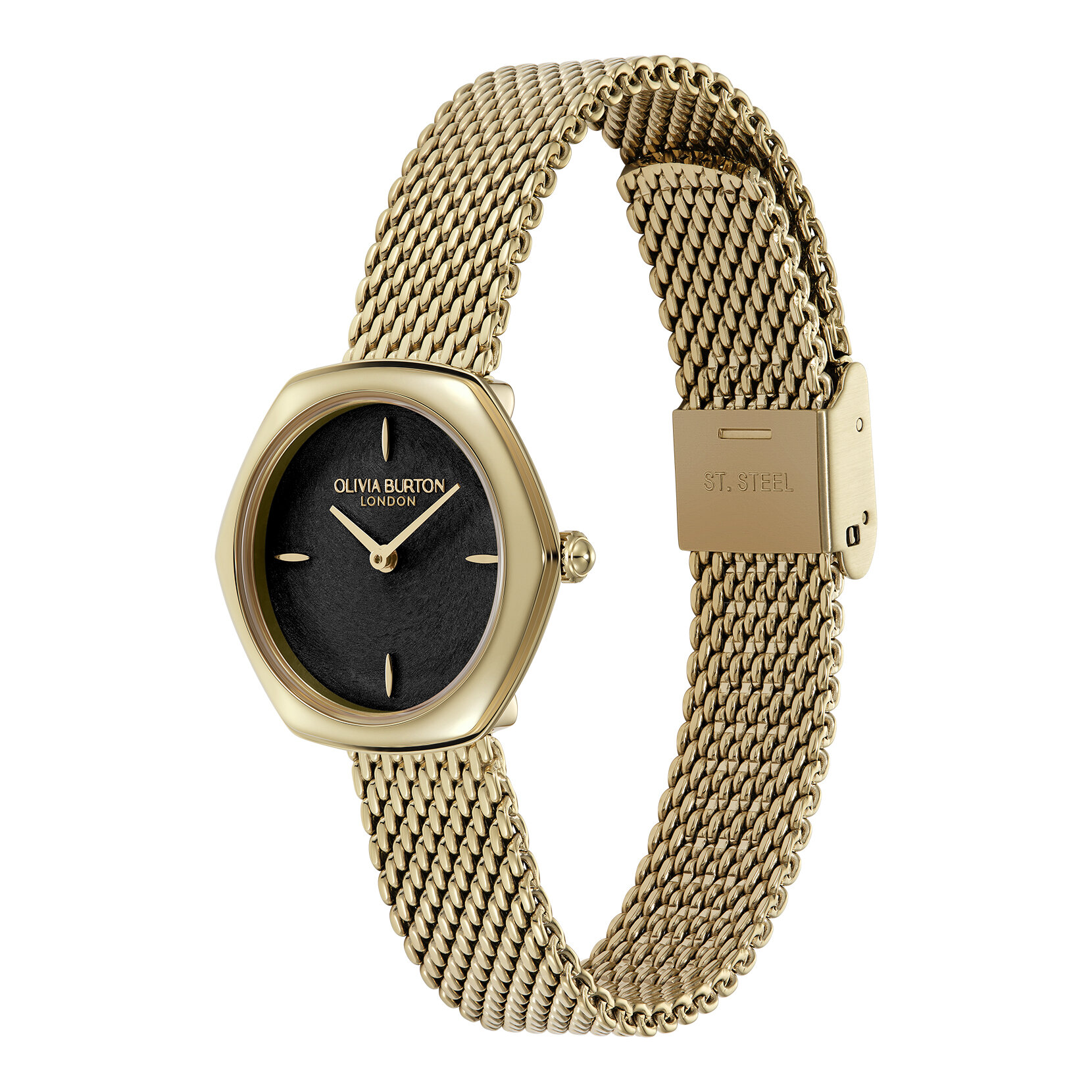 28mm Charing Black & Gold Mesh Watch