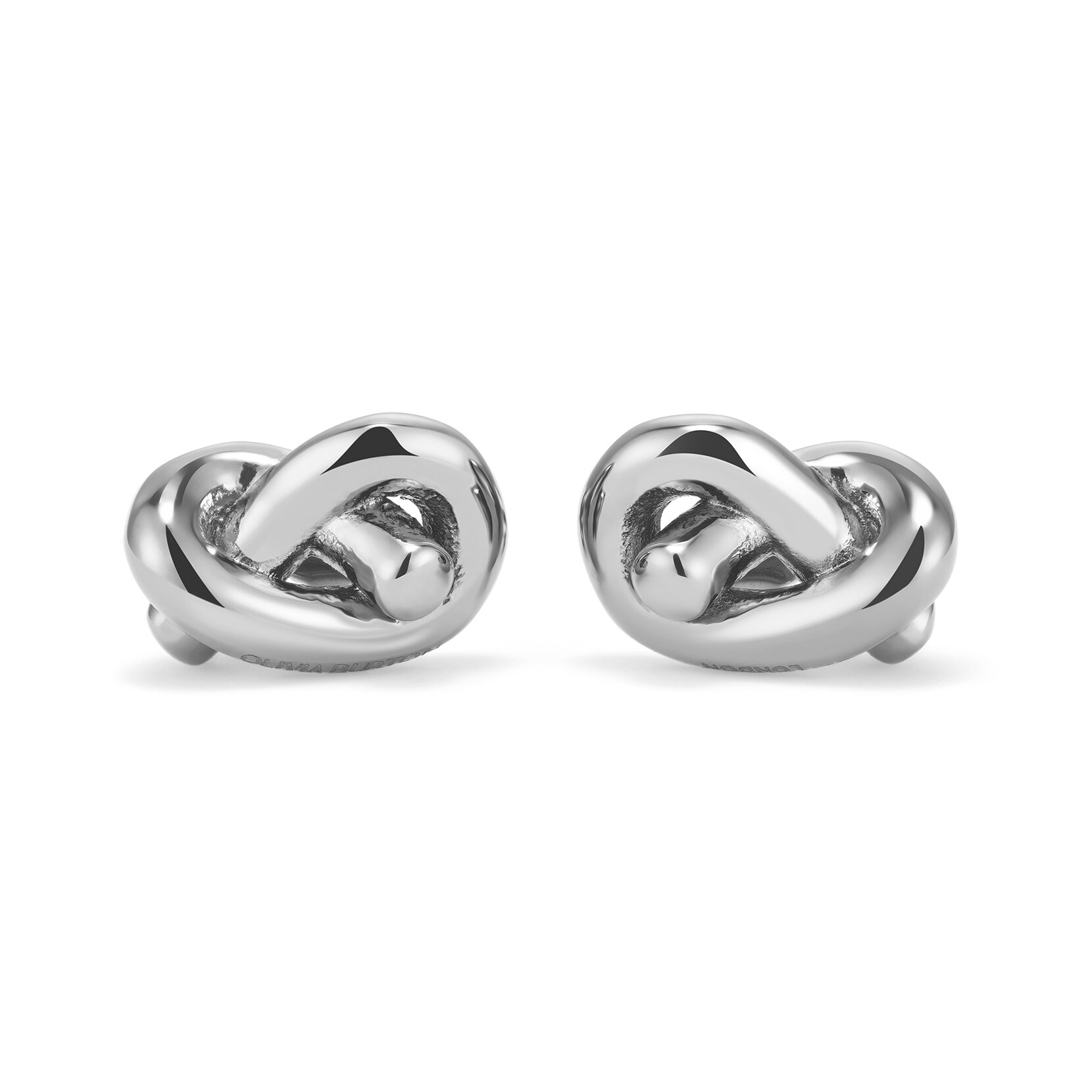 Lover's Knot Silver Tone Stud Earrings