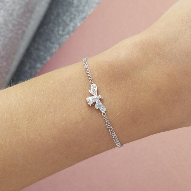 Bracelet chaîne au motif d'abeille en argent
