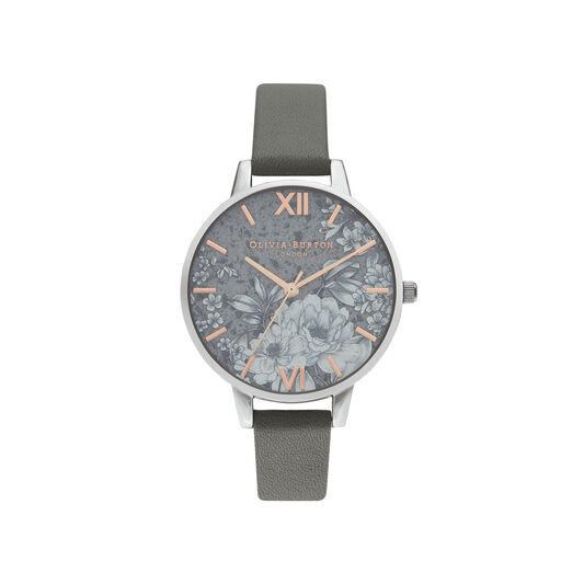 Terrazzo Florals Dark Grey & Silver