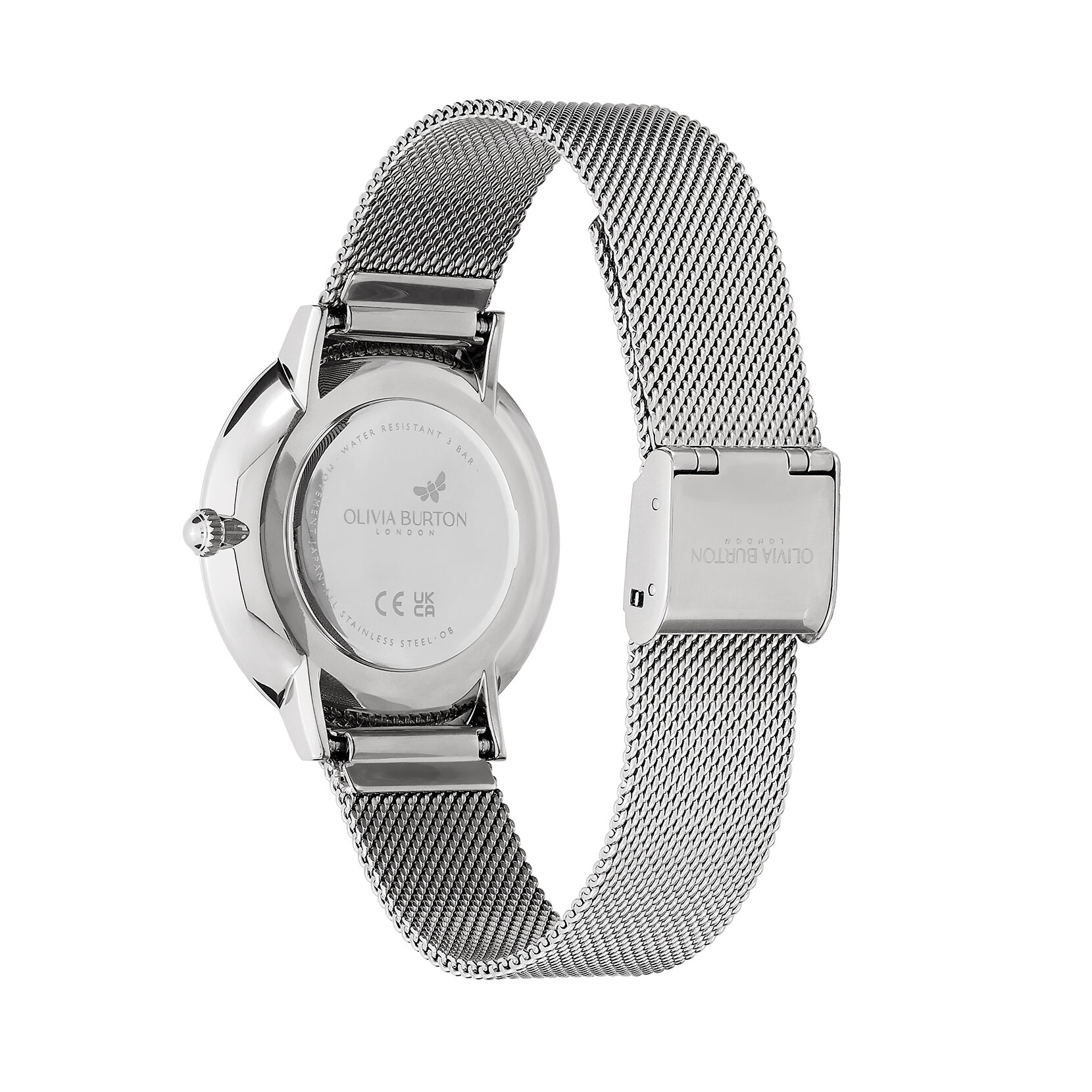 Montre Floral Blooms ultra fine avec bracelet en Argent milanais 35 mm