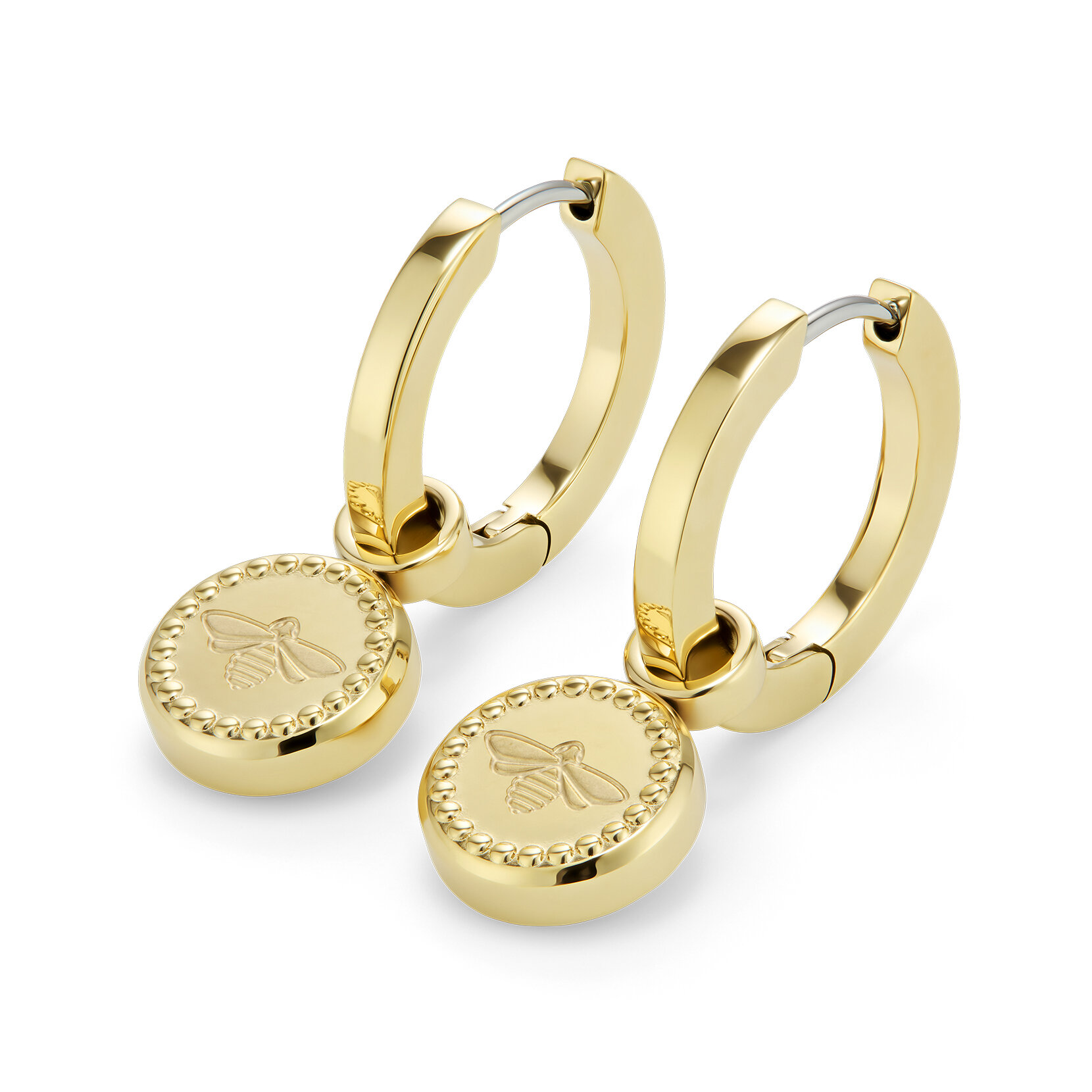 Boucles d'oreilles Créoles Charms Abeille Plaqué Or