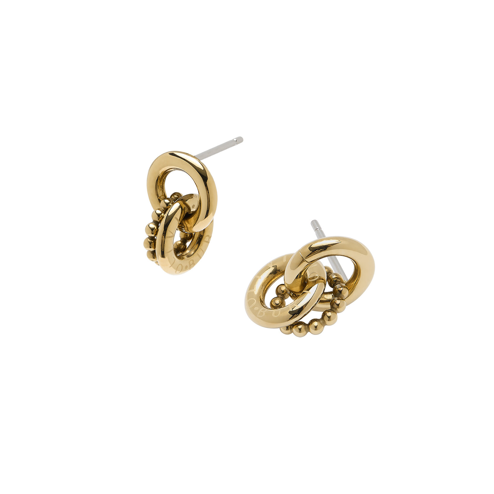Vintage Bead Gold Interlinked Circle Earrings