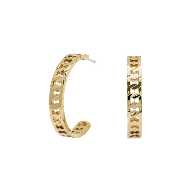 Honeycomb Gold Link Hoop Earrings