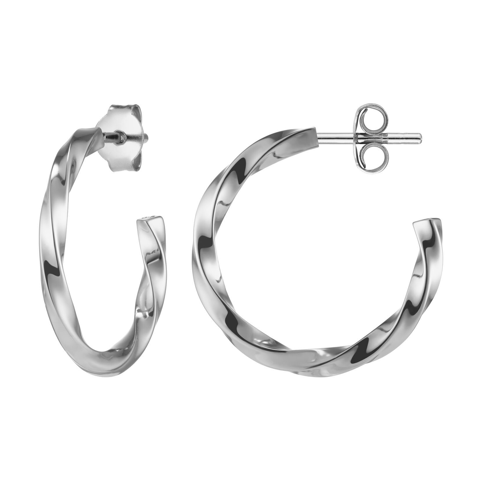 Square Twisted Rope Silver Tone Hoop Earrings