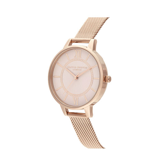 Wonderland Blush and Rose Gold Mesh Watch