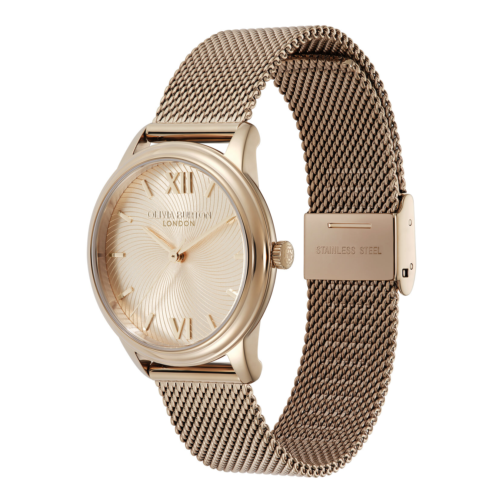 32mm Swirl Carnation Gold & Rose Gold Mesh Watch