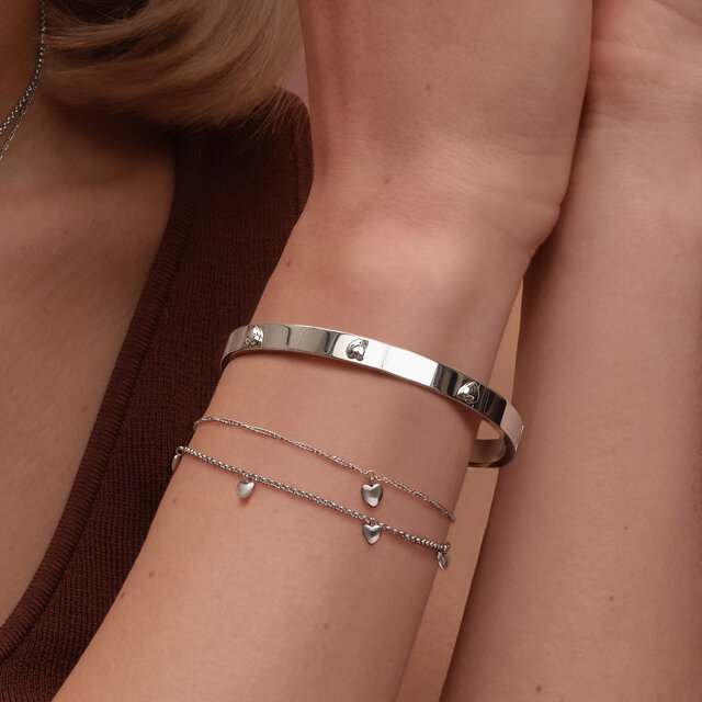 Bracelet Jonc Mini Heart Argent