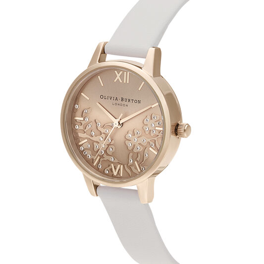 Bejewelled Lace Blush & Rose Gold Mesh Watch