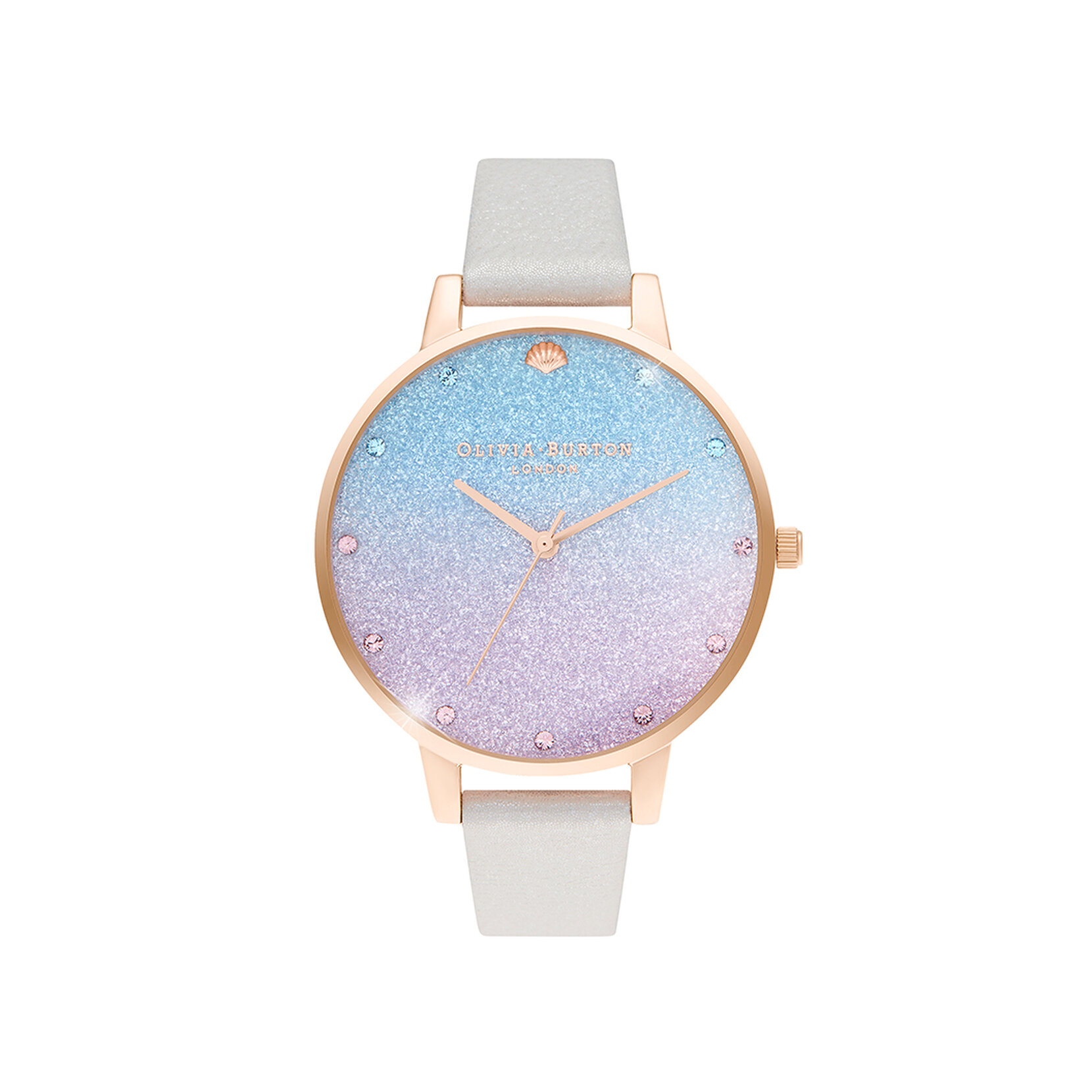 Glitter Ombre Big Dial Shimmer Pearl & Rose Gold Watch