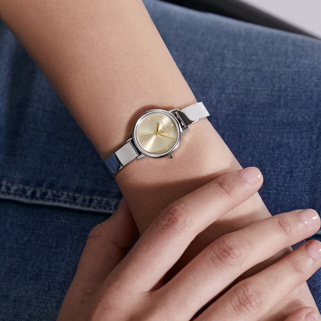 23mm Mini Champagne & Silver Bangle Watch