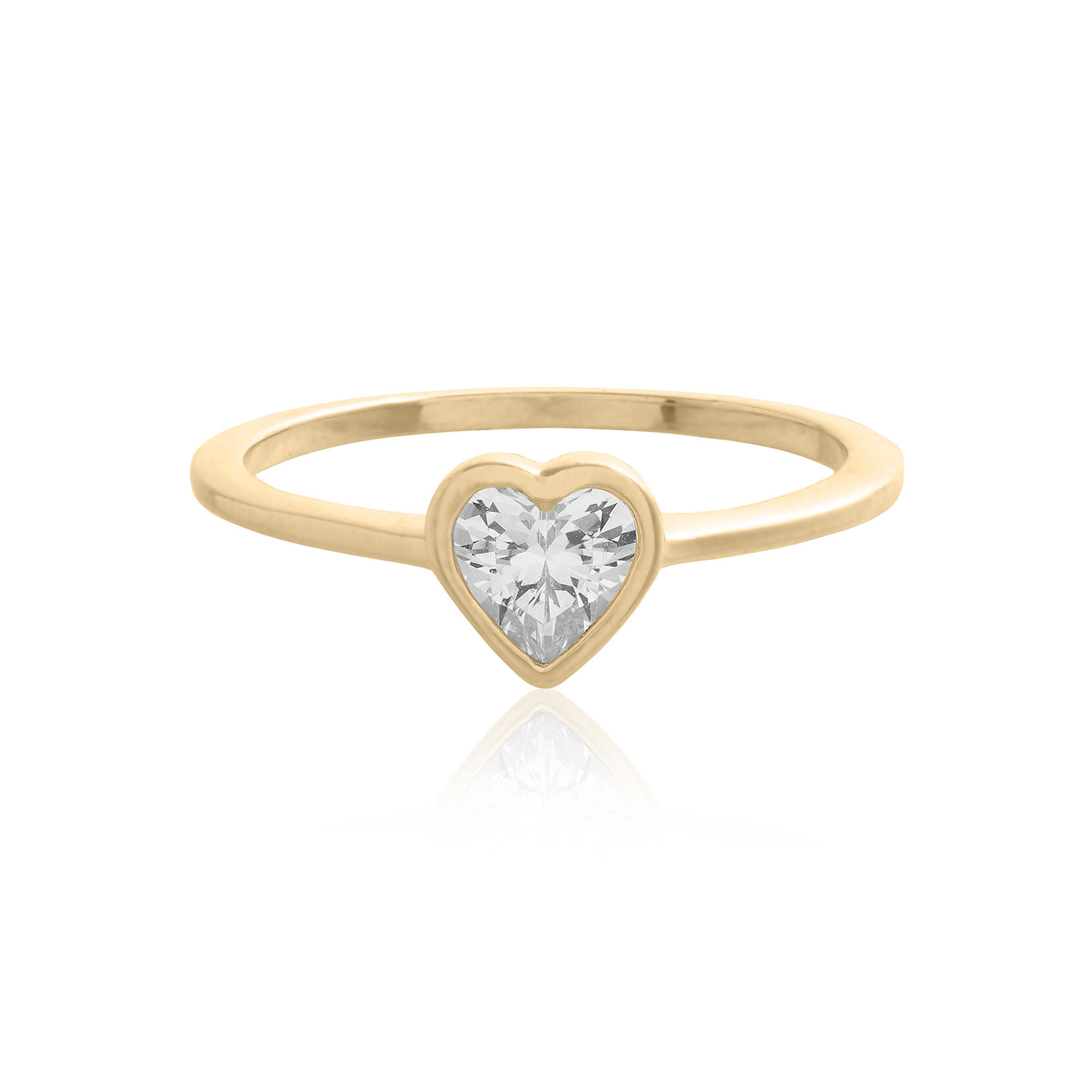 Classic Crystal Heart Ring Gold