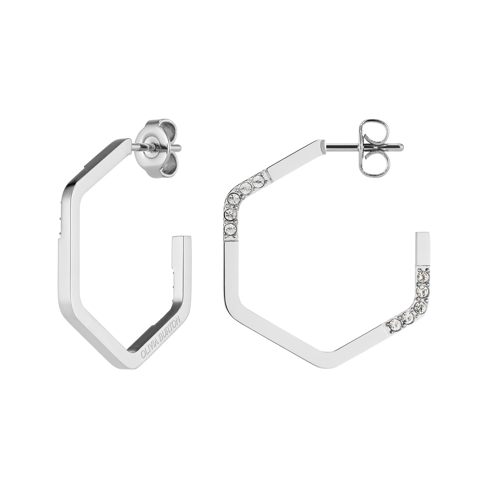 Boucles d'Oreilles Cr&eacute;oles Crystal Honeycomb Argent