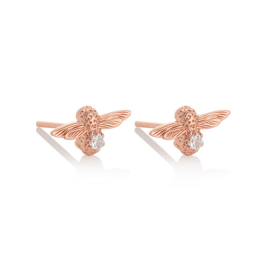 Celebration Rose Gold & White Topaz Bee Studs