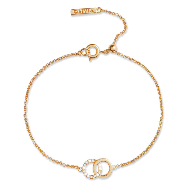Bejewelled Interlink Chain Bracelet Gold