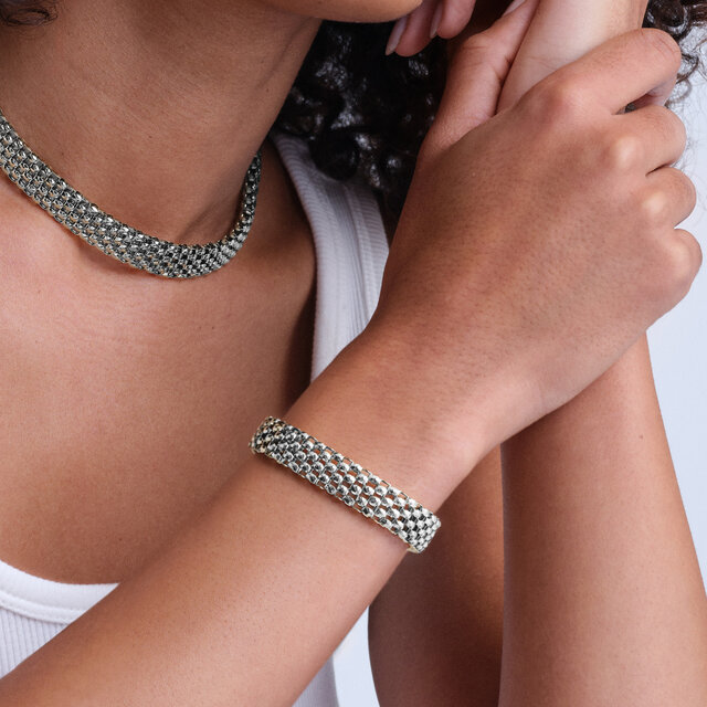 Bracelet Chequerboard argent&eacute;