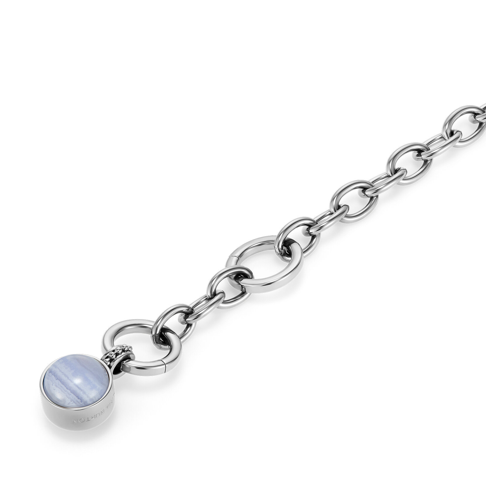 Bracelet Fermoire Bascule Pierre Précieuse Agate Violet Cabochon Argent