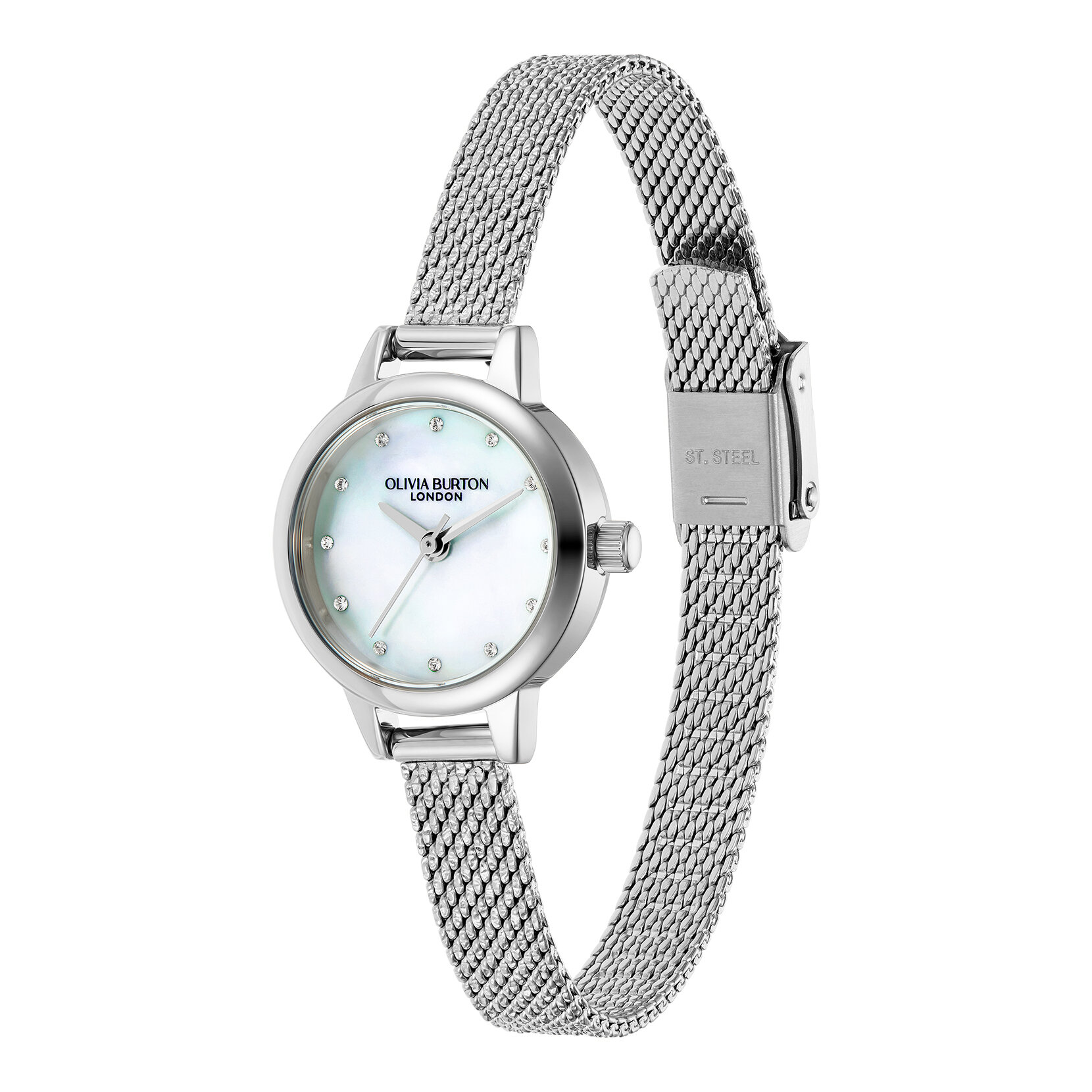 23mm Mini White & Silver Mesh Watch