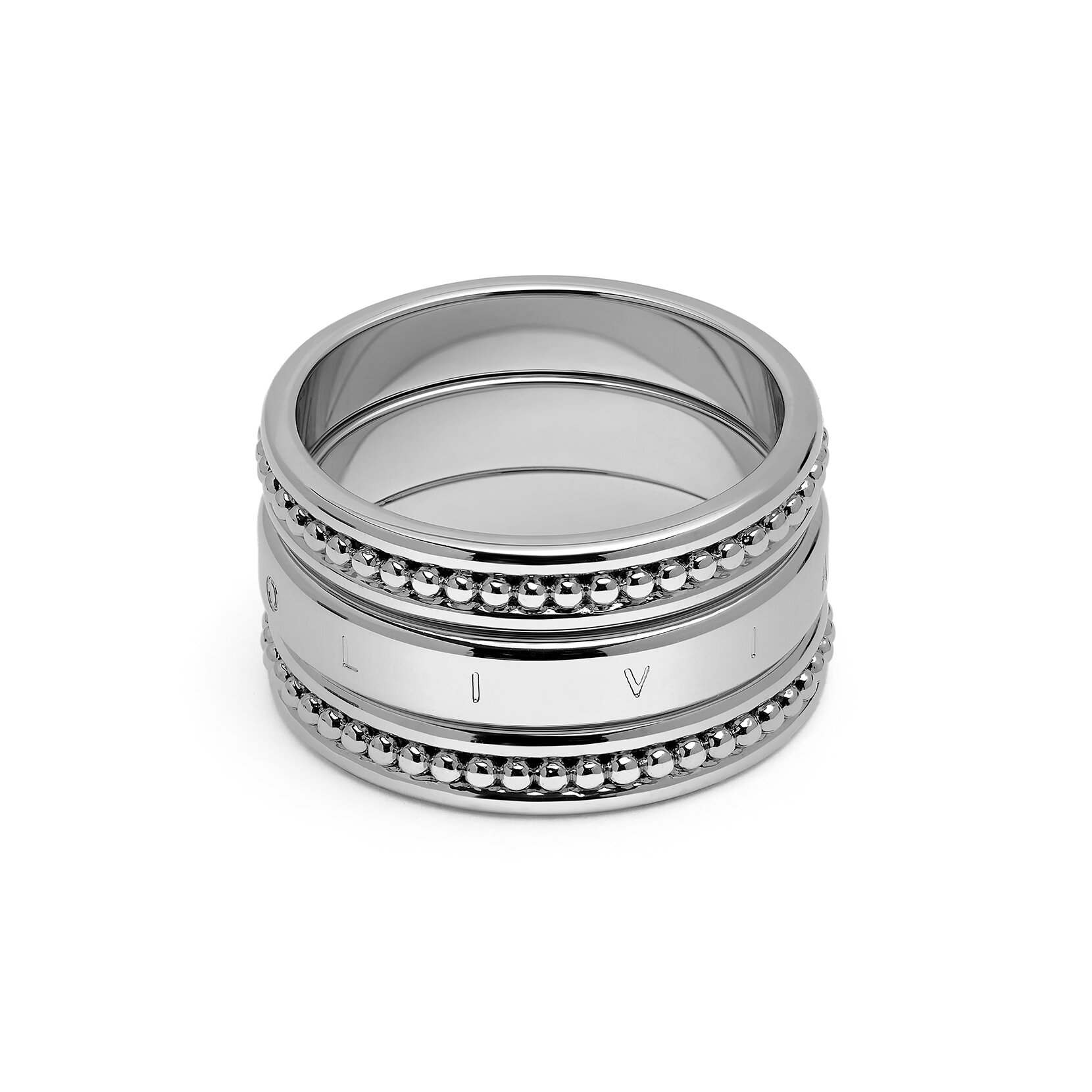 Ever Stacked Silver Tone Rings S