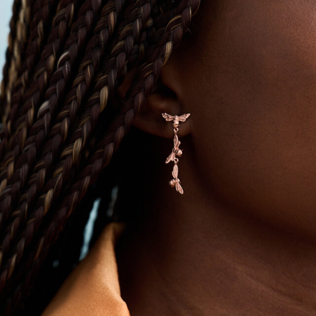 Boucles d’oreilles pendantes Lucky Bee or rose
