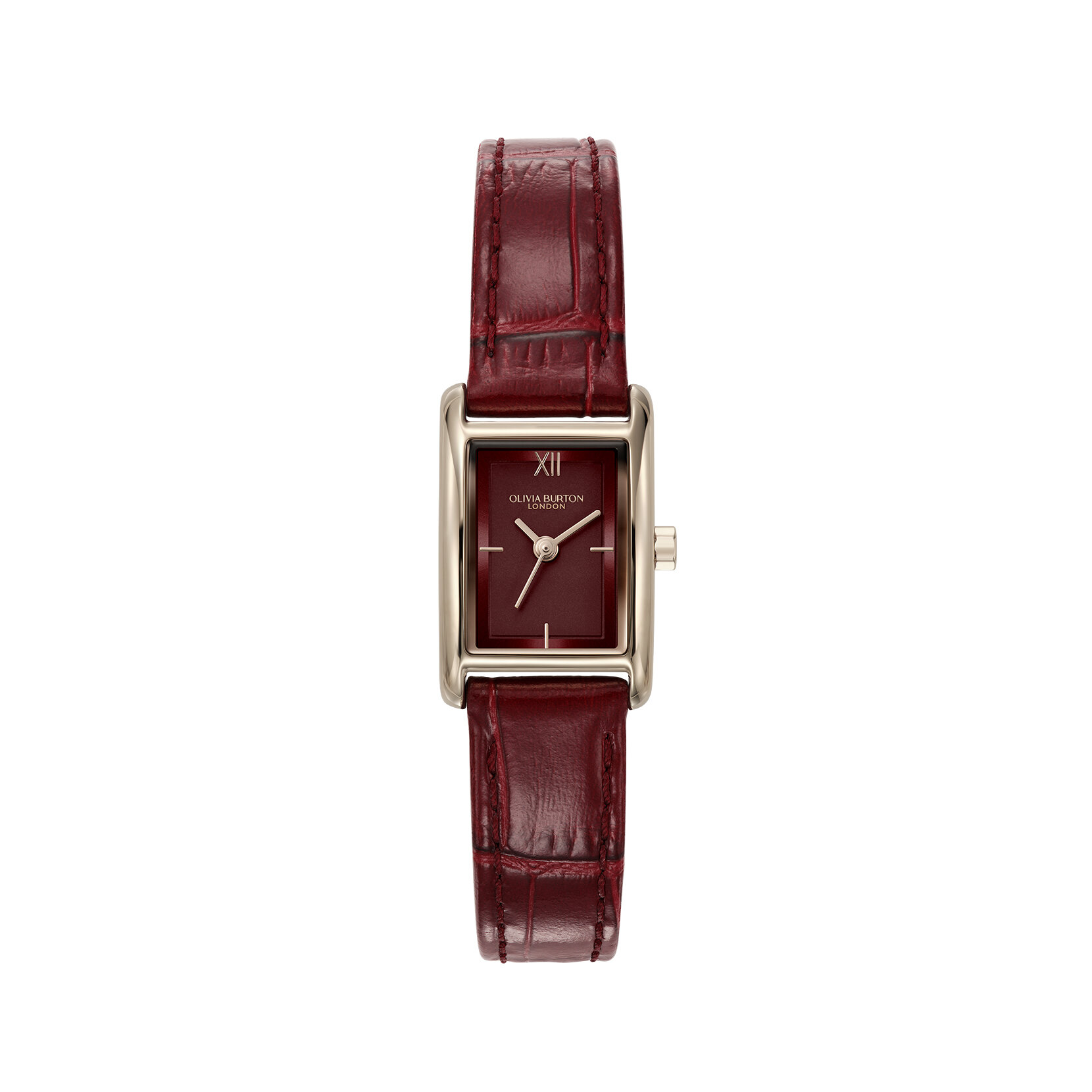 16mm Mini Grove Rose Gold & Cherry Croc Leather Strap Watch