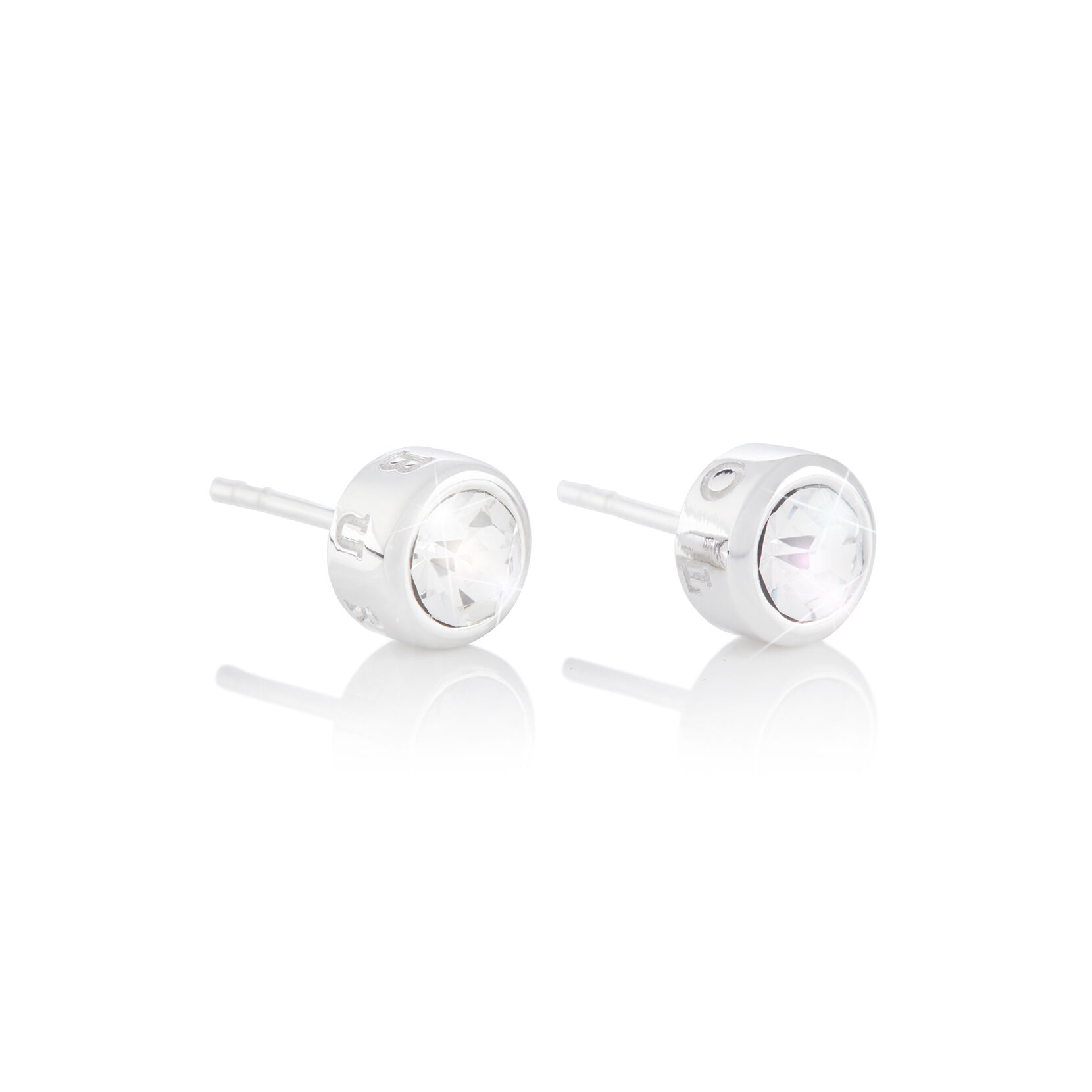 Bejeweled Classics Silver Round Stud Earrings