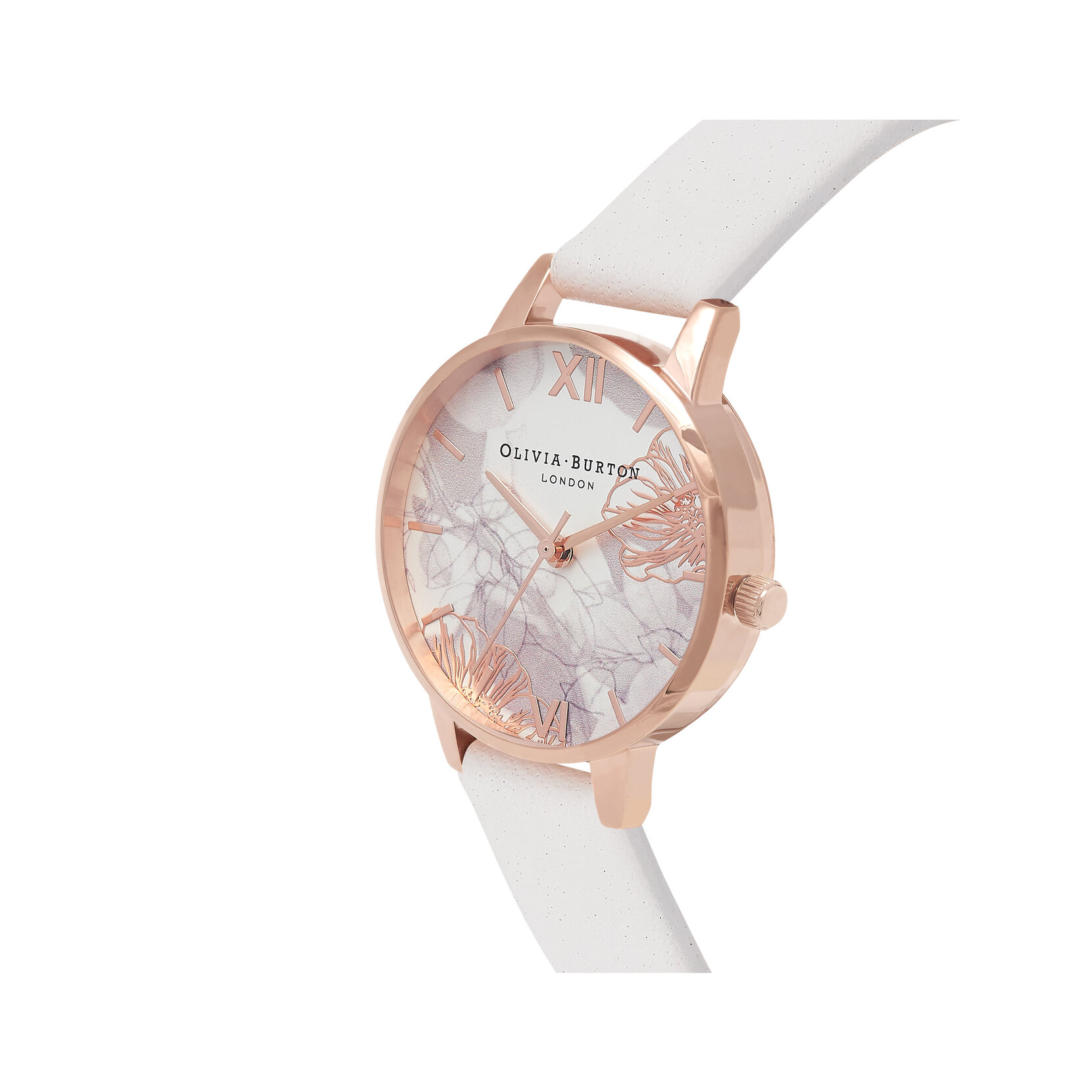 Montre blanc poudr&eacute; et or rose