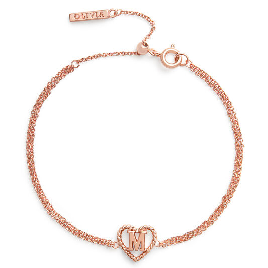 Bracelet chaîne Heart Initial or rose