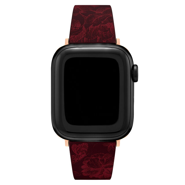 Ox Blood with Cranberry Floral Print Silicone Strap