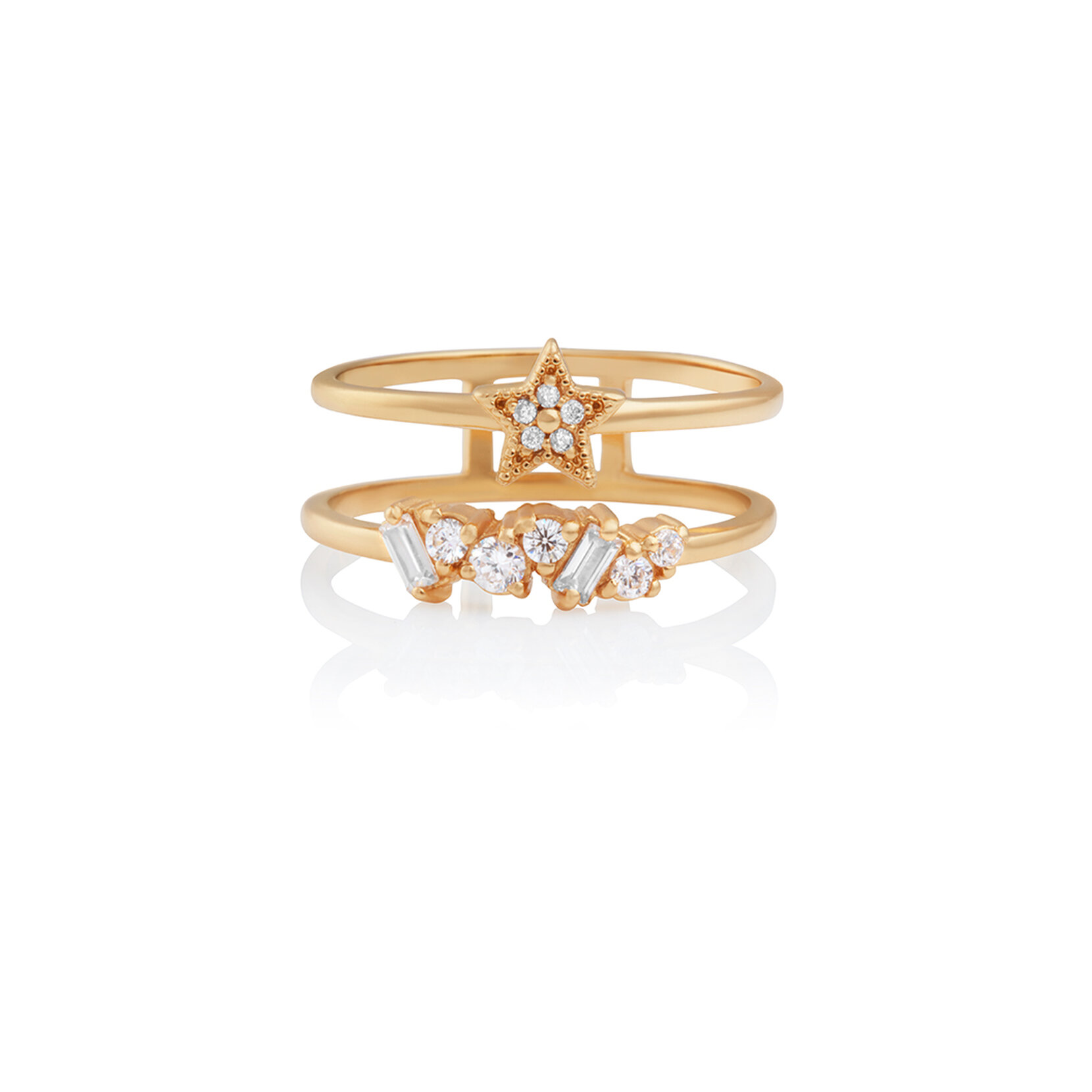 Gold Celestial Double Band Ring L