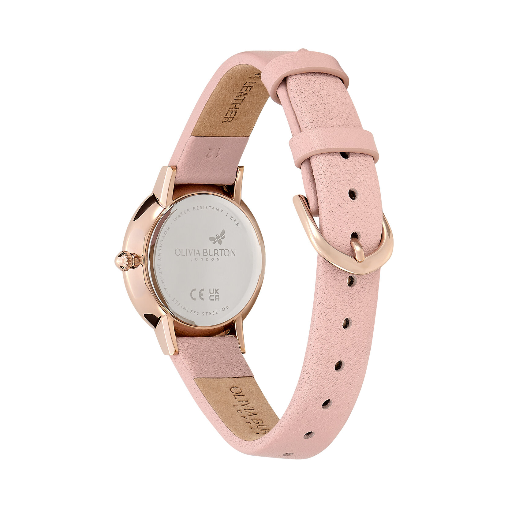 28mm Bee Ultra Slim Carnation Gold & Blush Leather Strap Watch