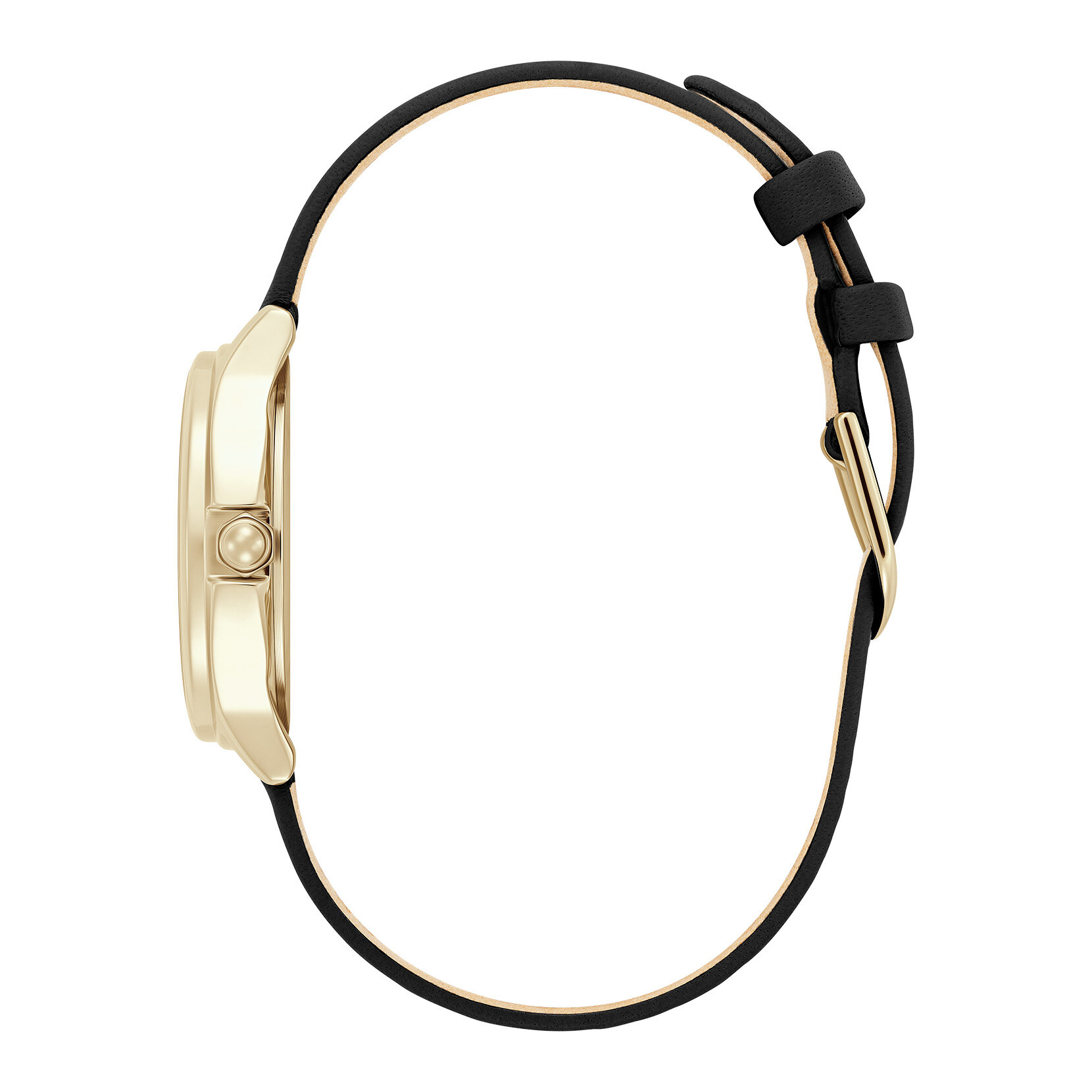 30mm Classic Bee Gold & Black Leather Strap Watch