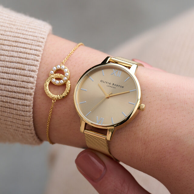34mm Champagne & Gold Mesh Watch