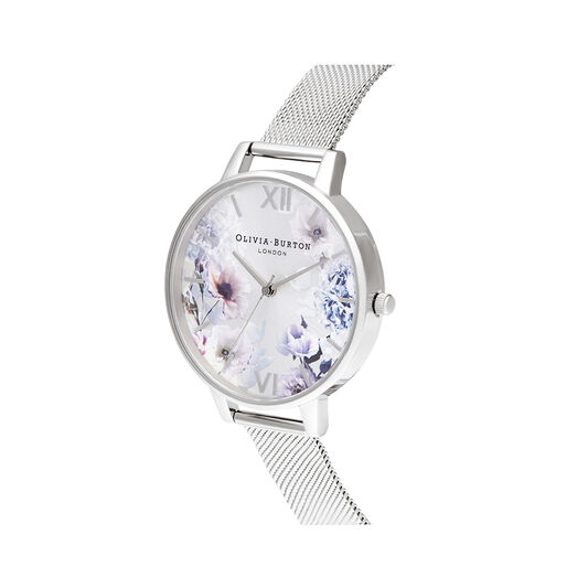Sunlight Florals Silver Mesh Watch
