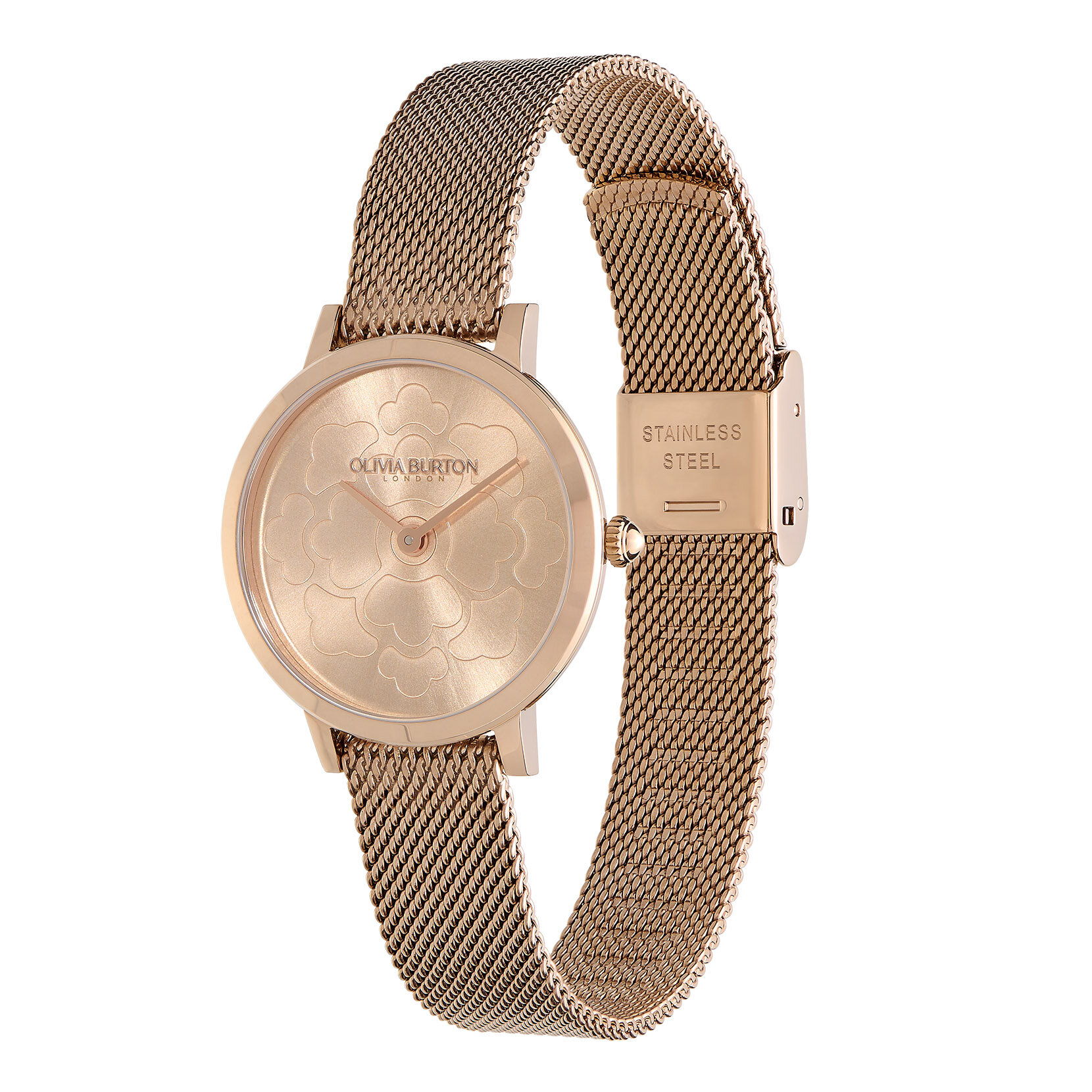 28mm Floral Ultra Slim Carnation Gold Mesh Watch