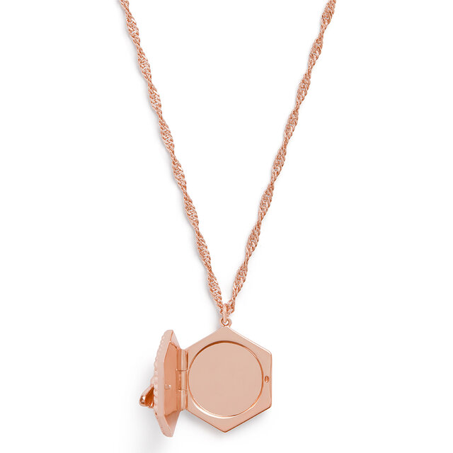 Collier Lucky Bee à médaillon or rose