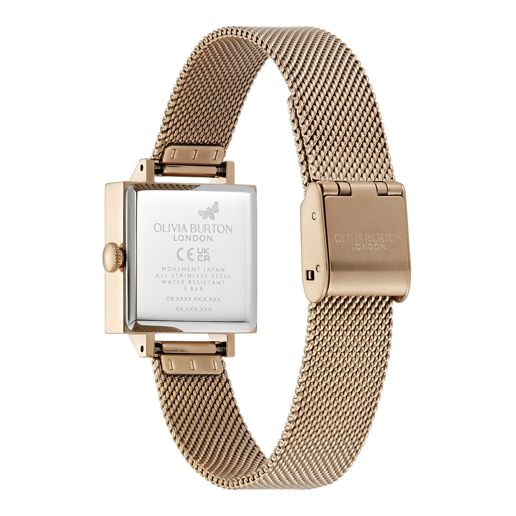 23mm Lucky Bee Black & Rose Gold Mesh Watch