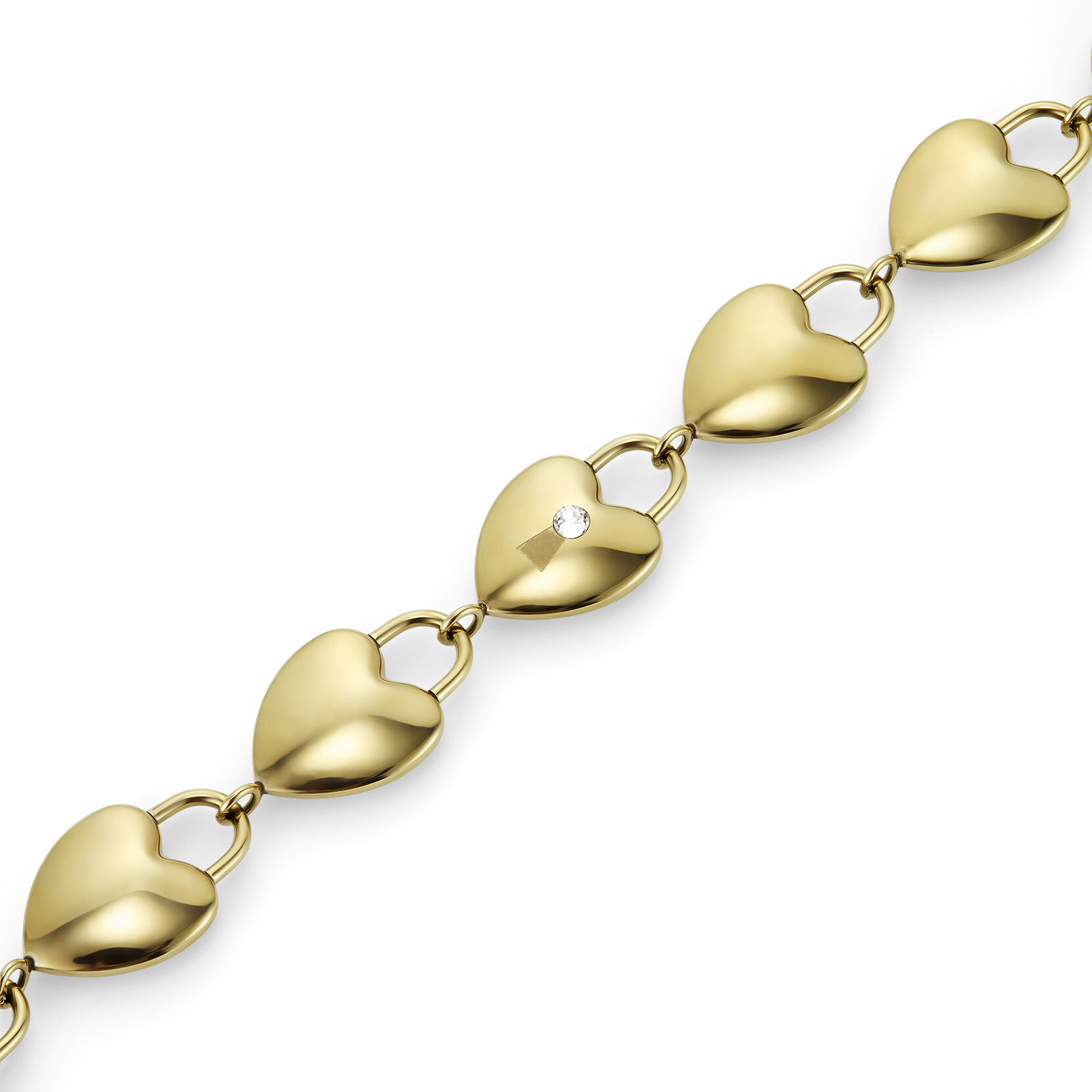 Bracelet Locked Heart Or plaqué