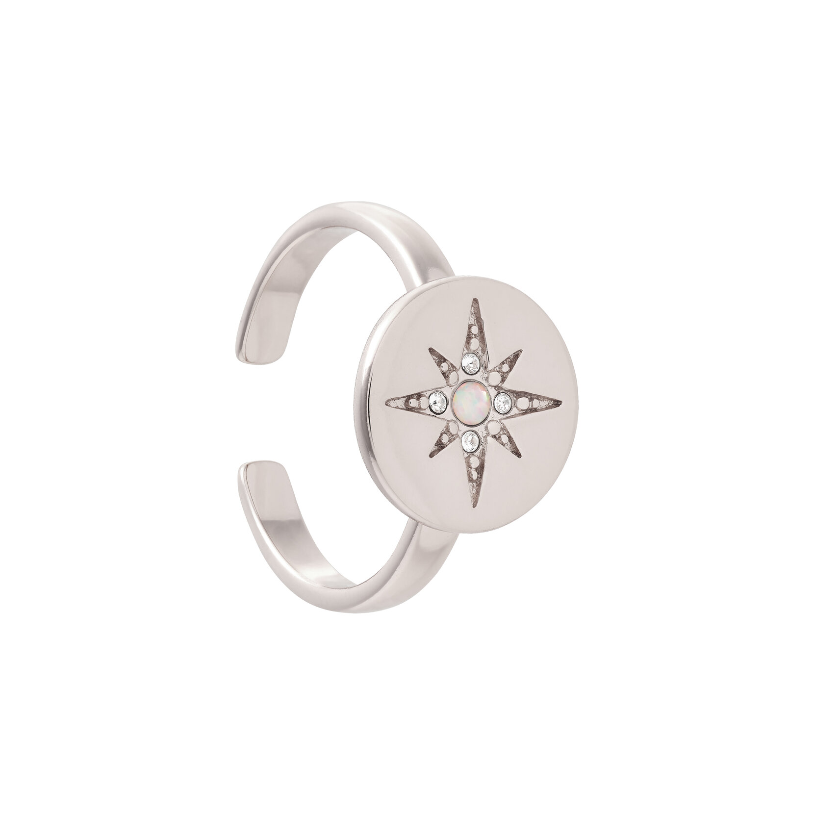 Silver North Star Ring