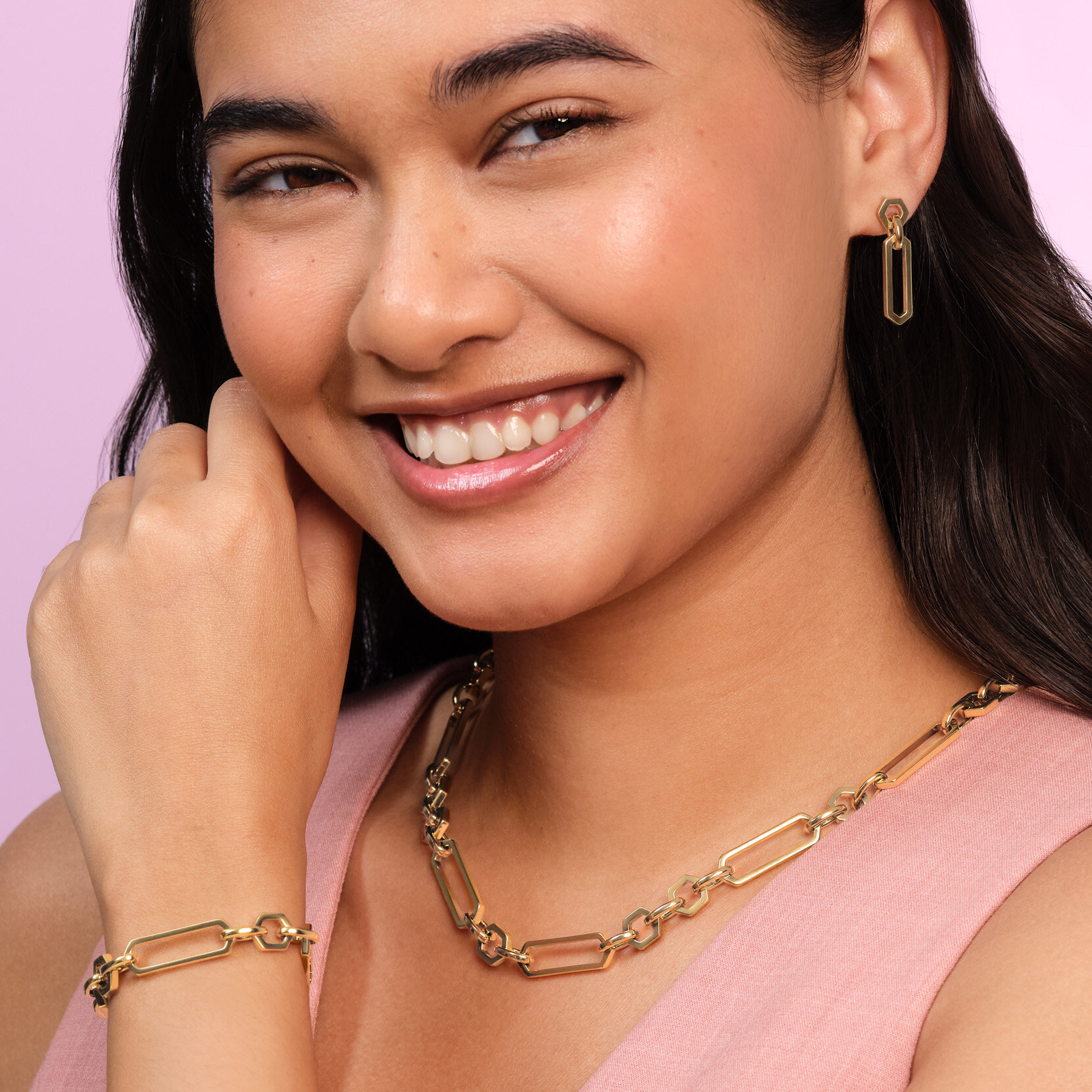 Bracelet Hex Link Plaqué Or