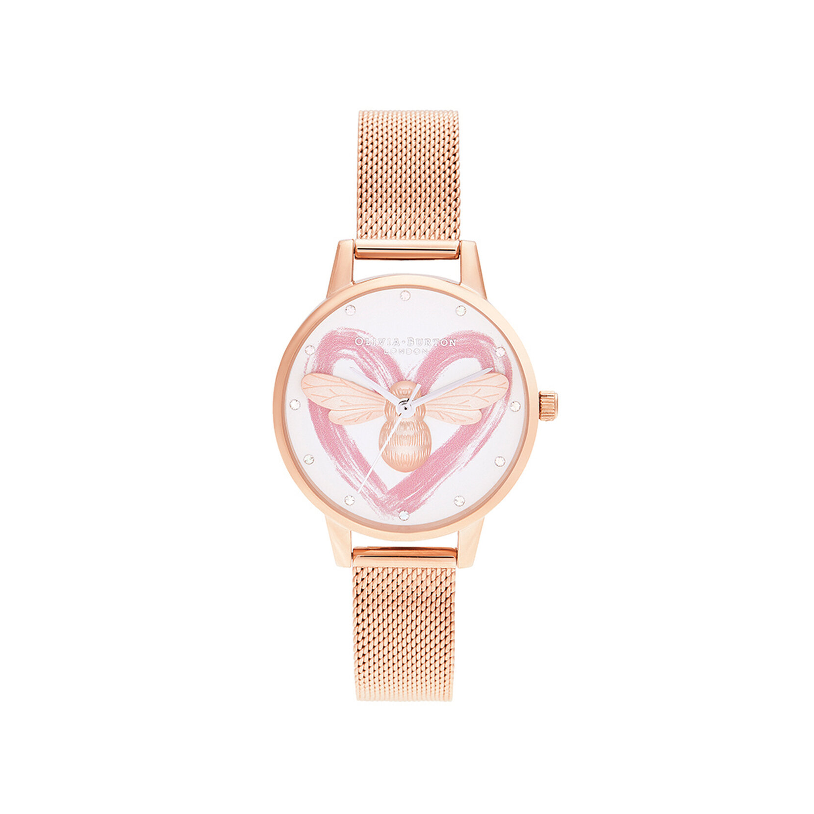 Lucky Bee, argent et bracelet milanais or rose 