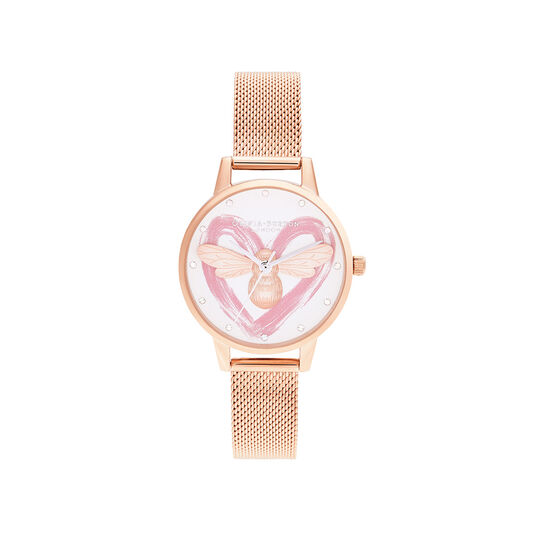 You Have My Heart  Lucky Bee, Silver & Rose Gold Mesh 
