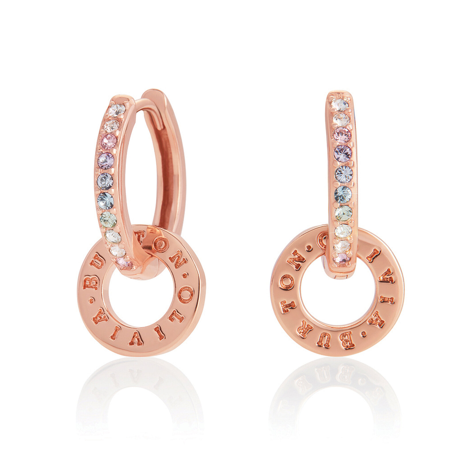 Rose Gold Rainbow Interlink Huggie Hoops