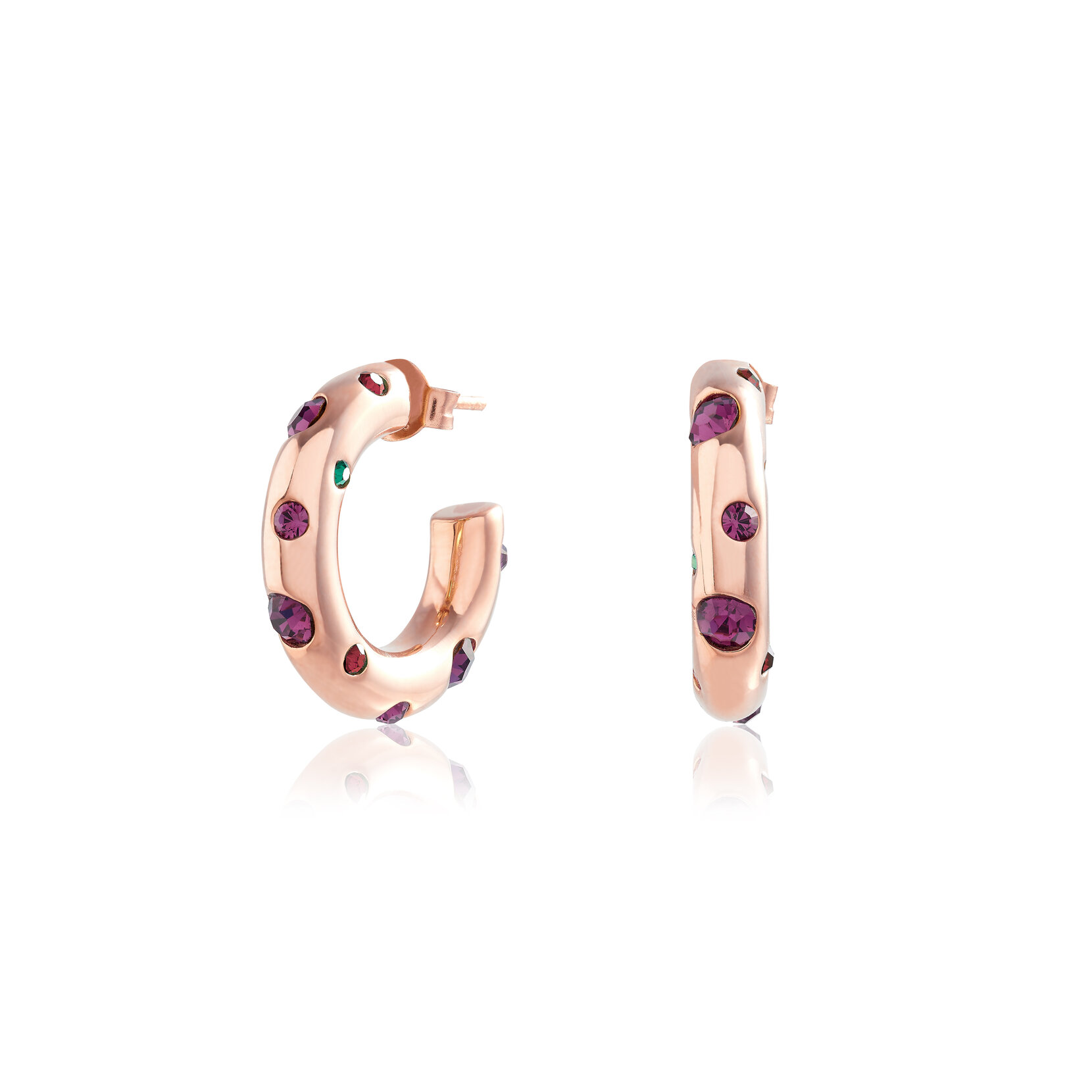 Rose Gold Rainbow Chubby Hoops