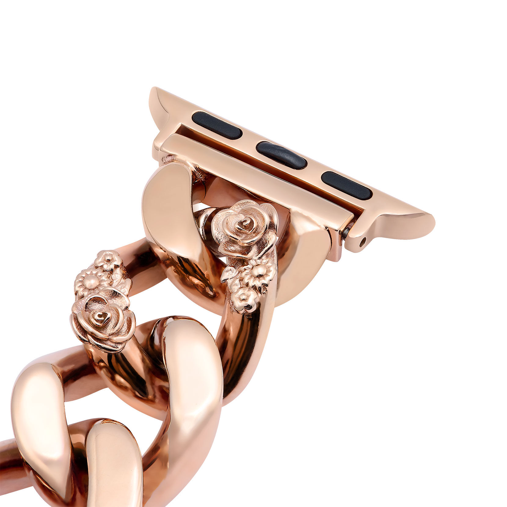 Rose Gold with Floral Link Bracelet Strap