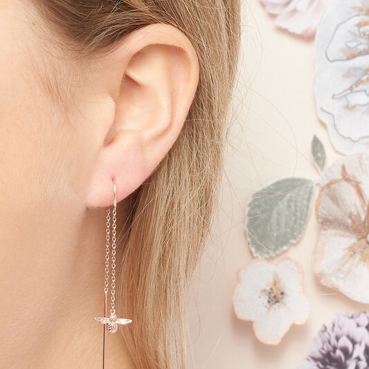 3D Bee Threader Earrings Rose Gold