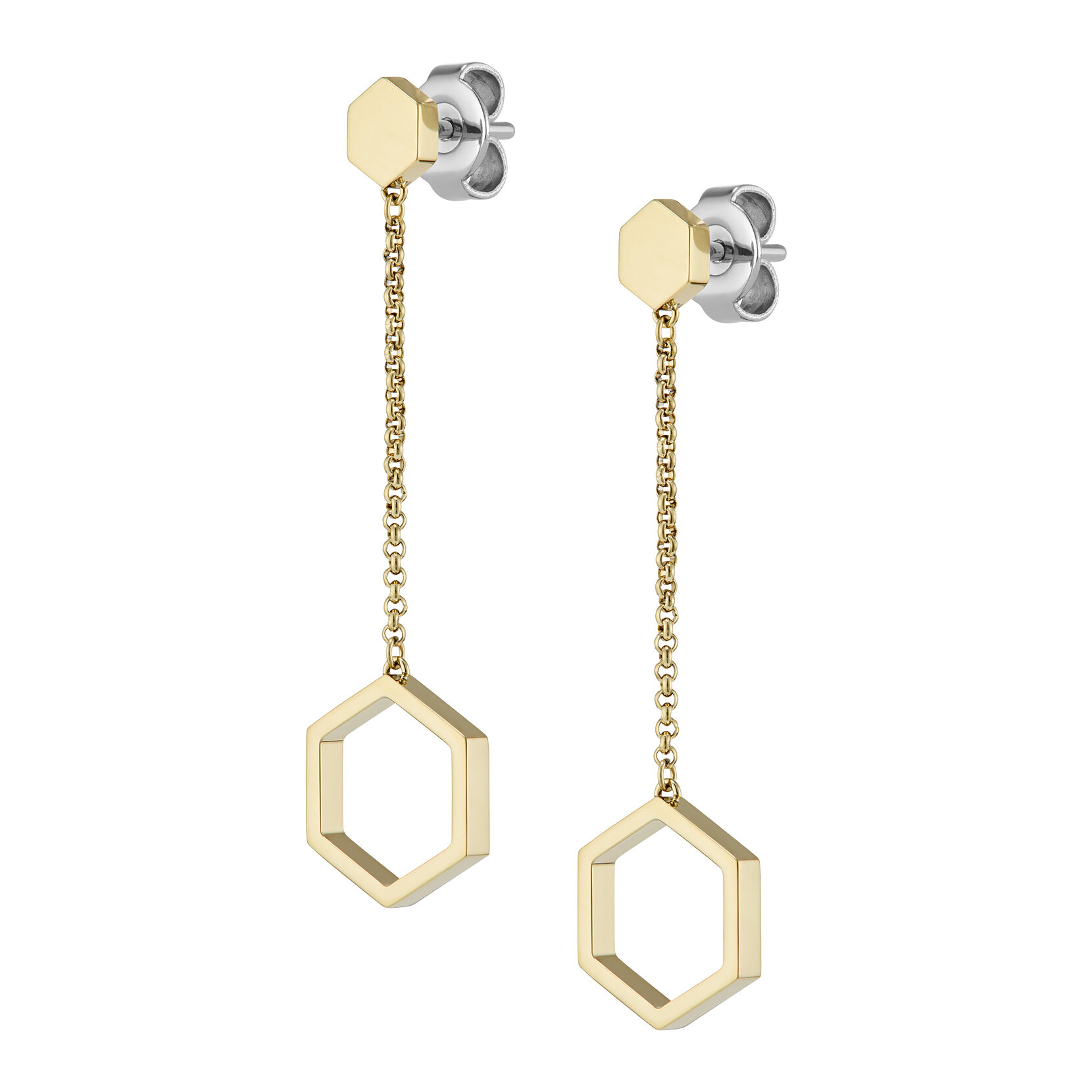 Honeycomb Gold Plated Drop Earrings