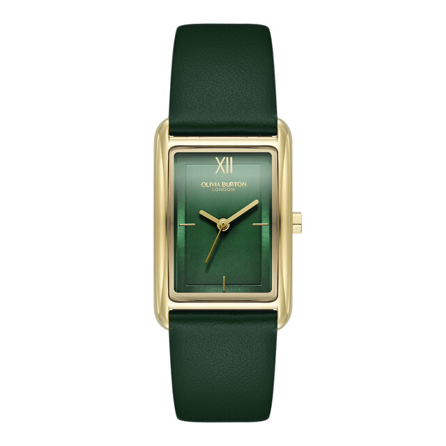 Bracelet de Montre en Cuire Grove 23mm Or & Vert Forêt