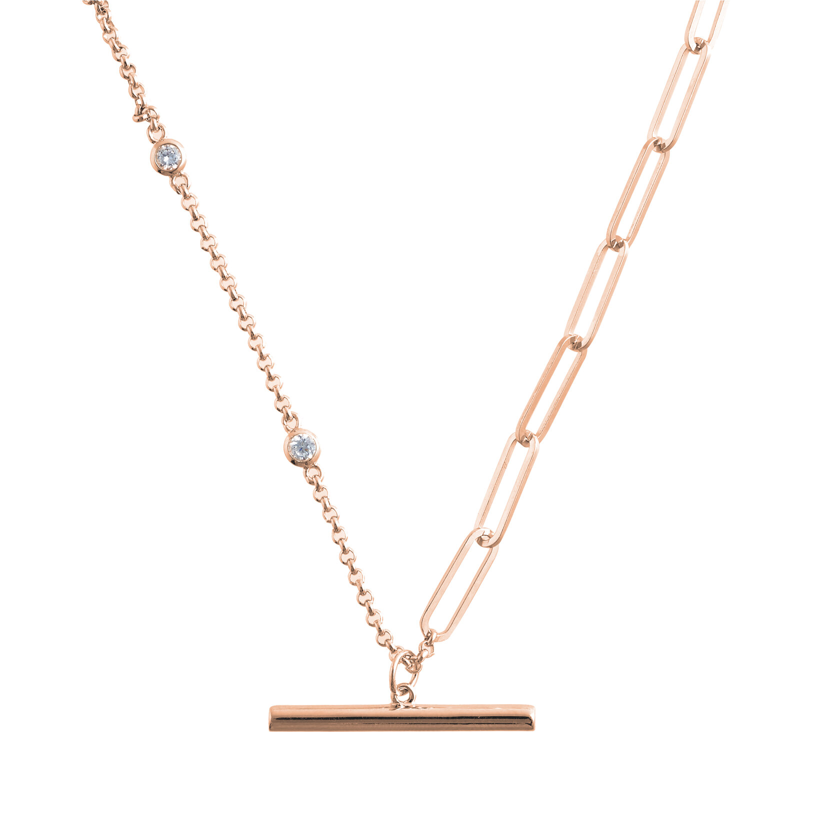 The England Rose Gold Watch, Interlink Necklace & Mismatch T-bar Necklace Bundle