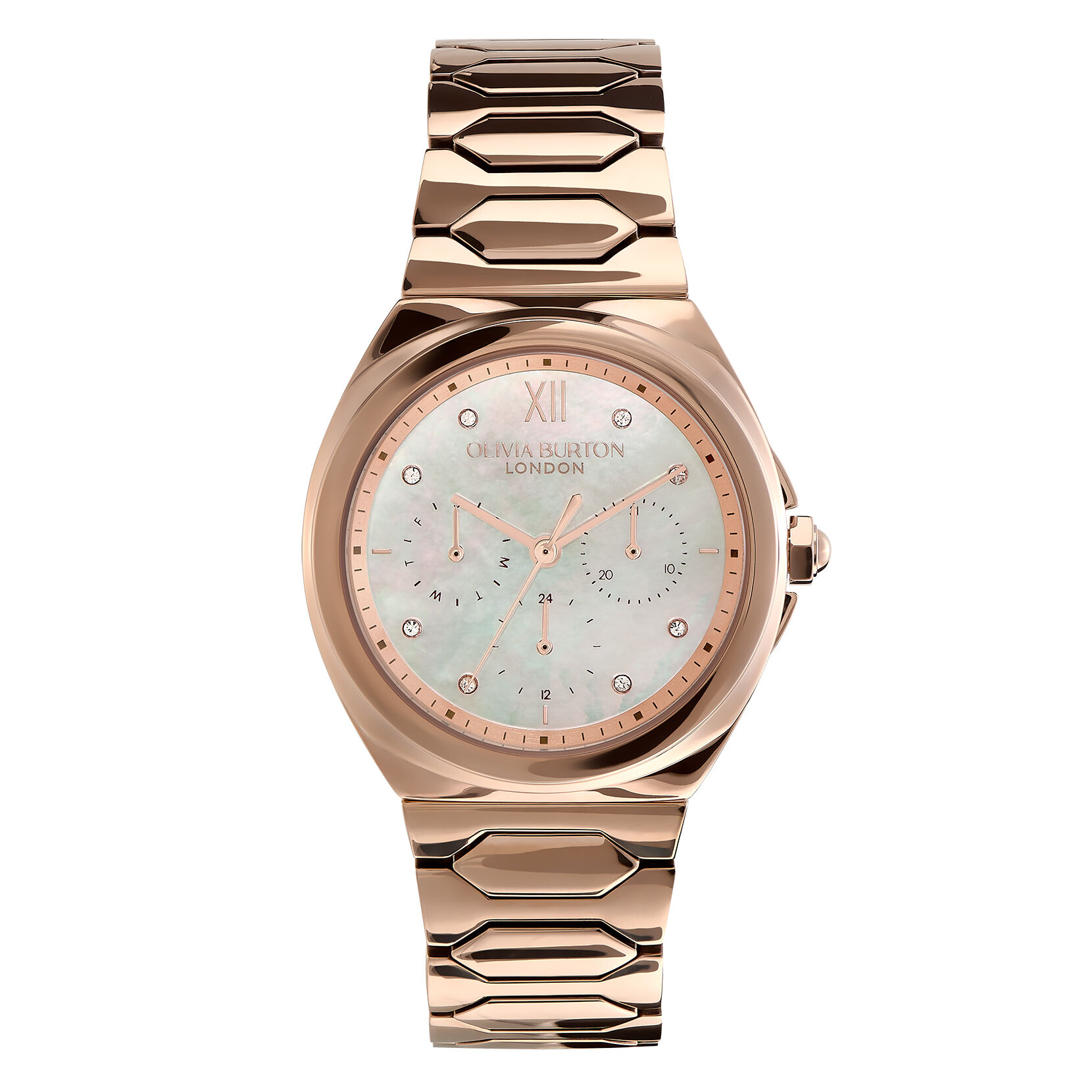 36mm Lustre Multi Function White Rose Gold Bracelet Watch